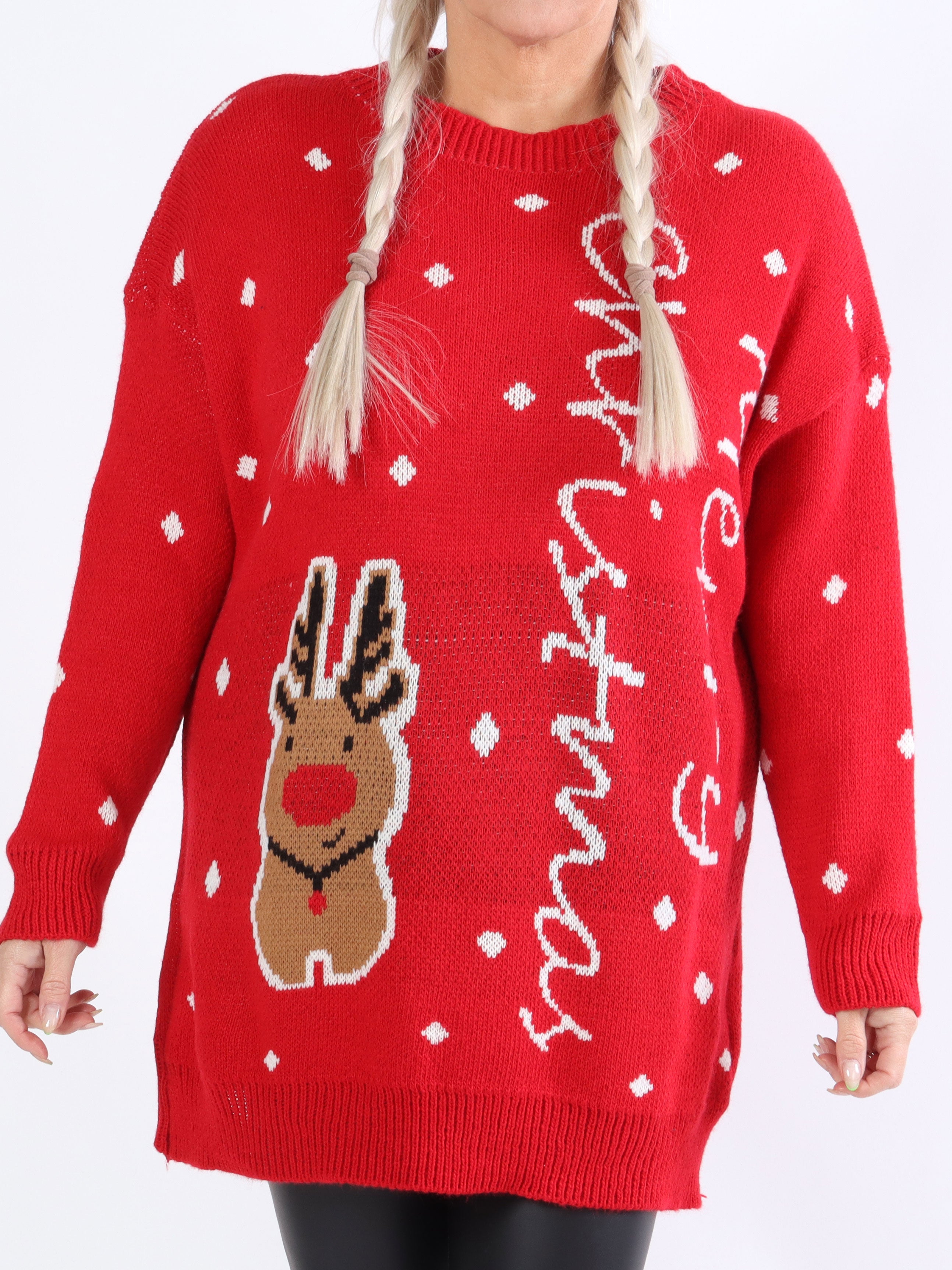 Rudolf - Söt julstickning med renar i stora storlekar